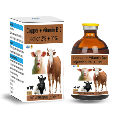 Las drogas inyectables veterinarias revisten con cobre + la inyección el 2% + 0,1% de la vitamina B12 para las ovejas