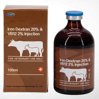 Hierro Dextrán 20% Medicamento veterinario inyectable &amp; Vb12 2% 100 ml Para animales con deficiencia de hierro