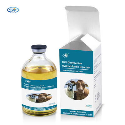 Medicamentos inyectables veterinarios Suministro directo de fábrica Clorhidrato de doxiciclina Inyección de HCL 10% Uso veterinario