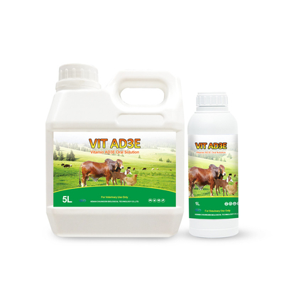 Vitamin AD3E Solución oral para caballos, bovinos, ovinos, caprinos, porcinos, perros, gatos, rabino
