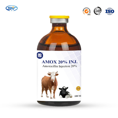 inyección veterinaria de la amoxicilina de las drogas antiparásitos 100ml del 20% para la infección del ganado