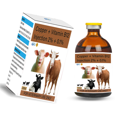 Las drogas inyectables veterinarias revisten con cobre + la vitamina B12 que promueve crecimiento y que aumenta buen salud